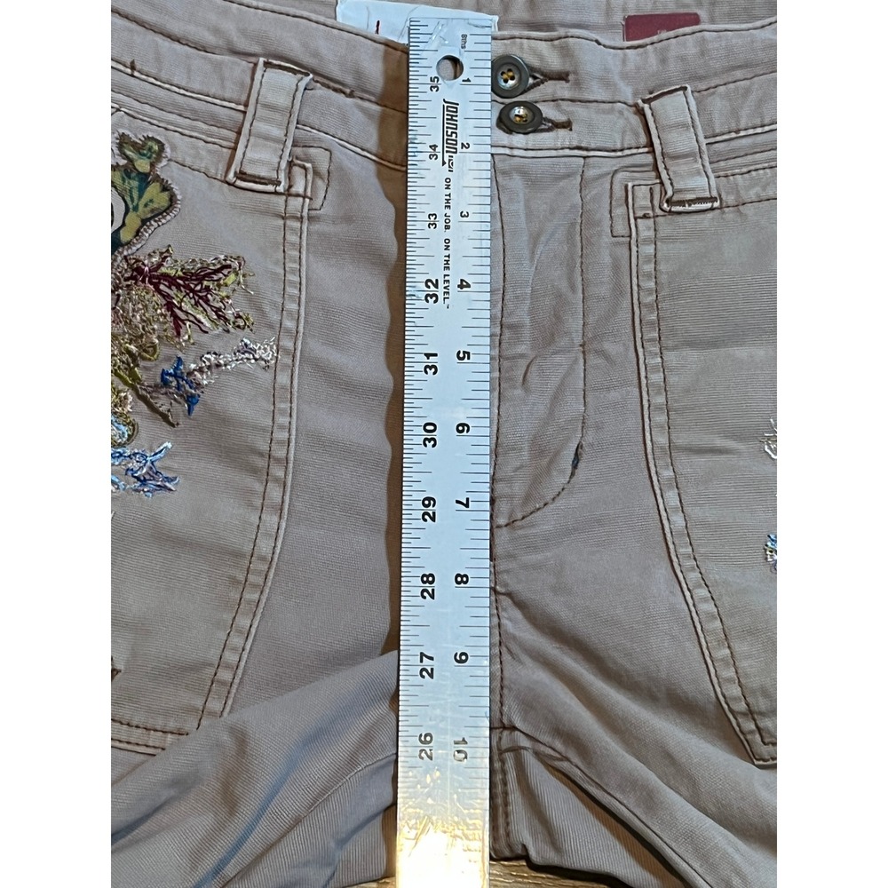 Anthropologie The Wanderer Pants Women 26 Tan Floral Embroidered Utility Boho - Picture 13 of 14